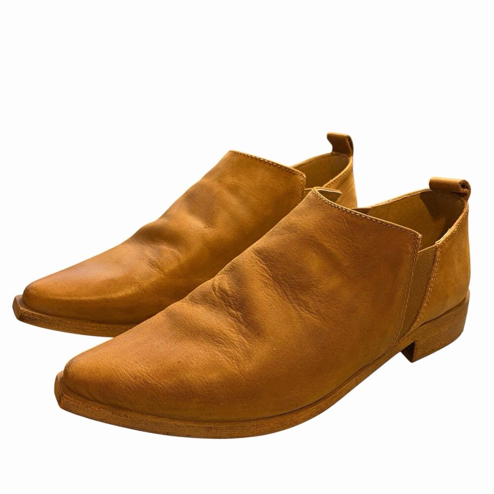 Free People Booties Size 8 Tan Leather Shoe Boots Almond Toe Azalea
